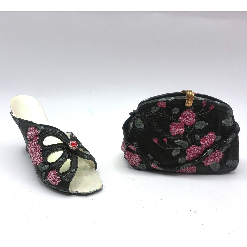 Popular Imports Nostalgia If The Shoe Fits Miniature Shoe and Purse Set Floral